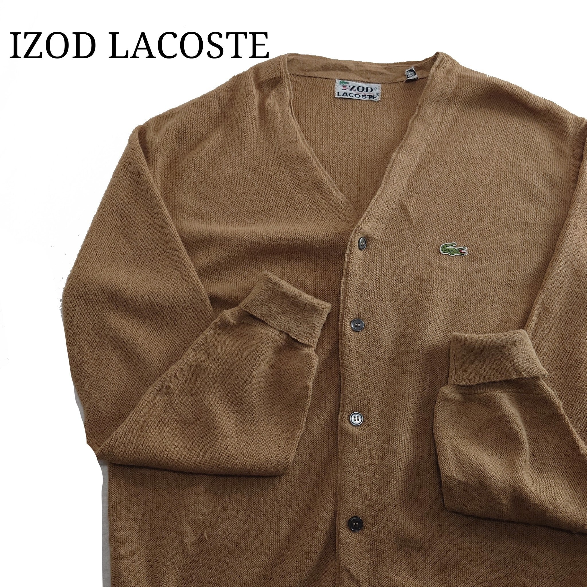 超希少》IZOD LACOSTE☆ラコステ☆L☆ワニロゴ☆糸巻きタグ☆ベージュ