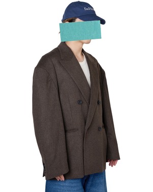 ssstein "DEFORMED SHOULDER DOUBLE BREASTED JACKET〔GREY BROWN〕"