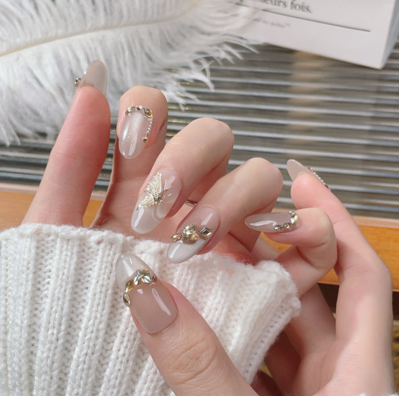 まいまいEVER NAIL ネイルチップ3点 即日発送】ネイルチップ ゴールドチェーン×バタフライ[PM008