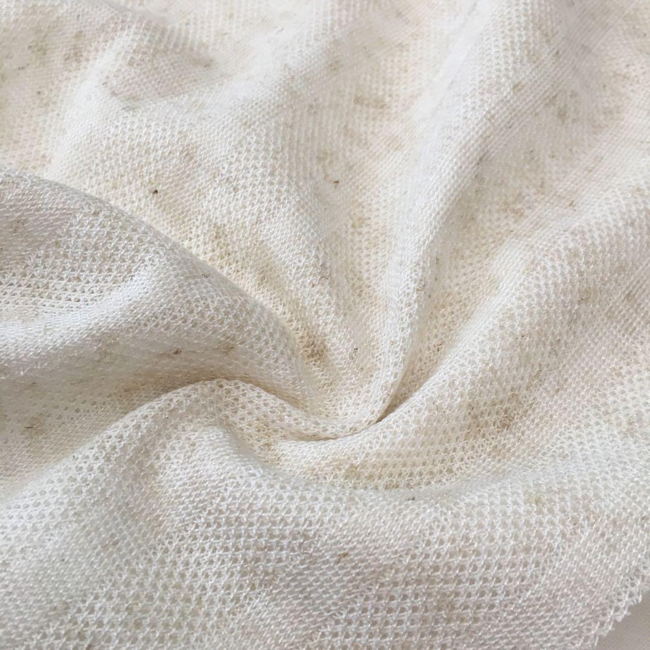 リネン混天竺鹿の子ボーダーニット生地-1ｍ-curl tricot　KX/5645●