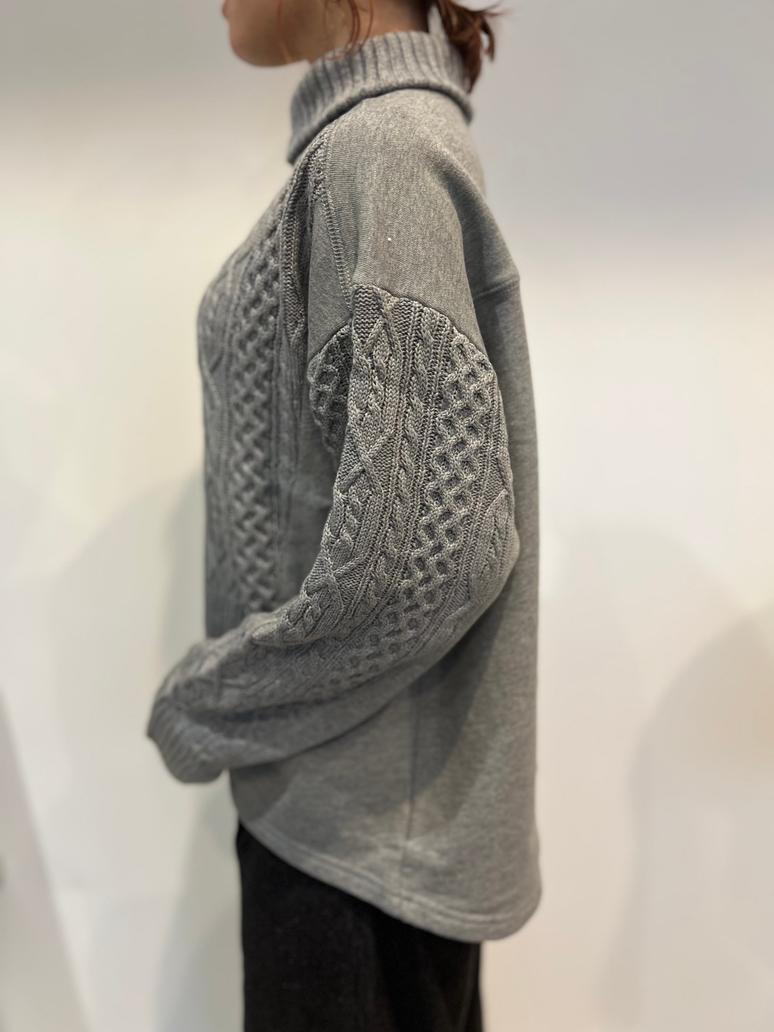 【SELECT】スウェット×ニット　ハーフZIP プルオーバー