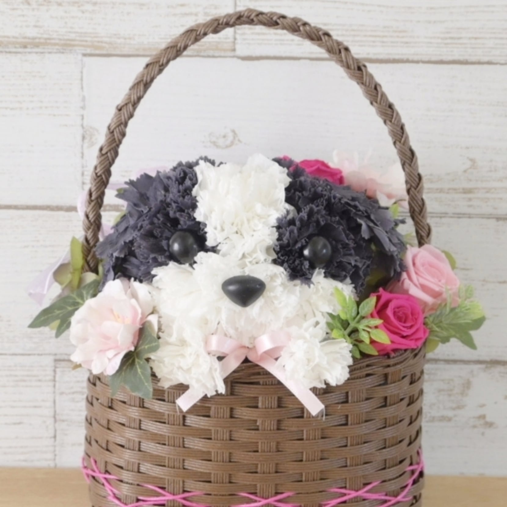 シーズー】プリザーブドフラワー カーネーション 動物 犬 誕生日 母の