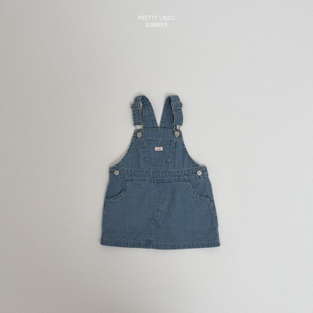 【取寄】lindo｜denim suspender dress｜デニムサロペットワンピース｜XS-XL｜kids｜26 summer