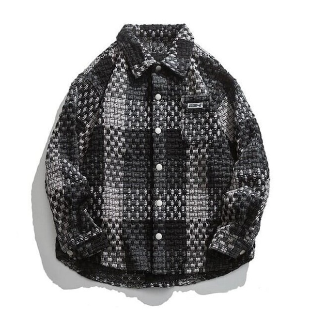 レトロ チェック柄  ロゴパイル刺繍 ジャケット