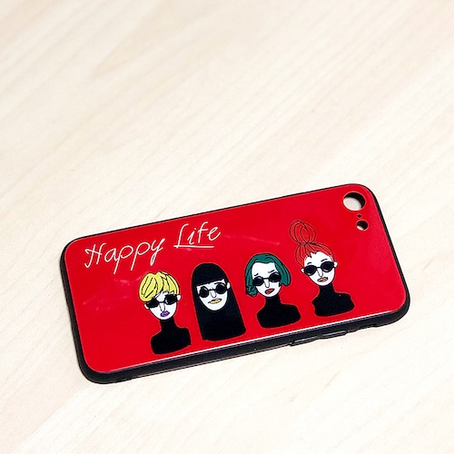 背面ガラススマホケース・“ HAPPY LIFE”