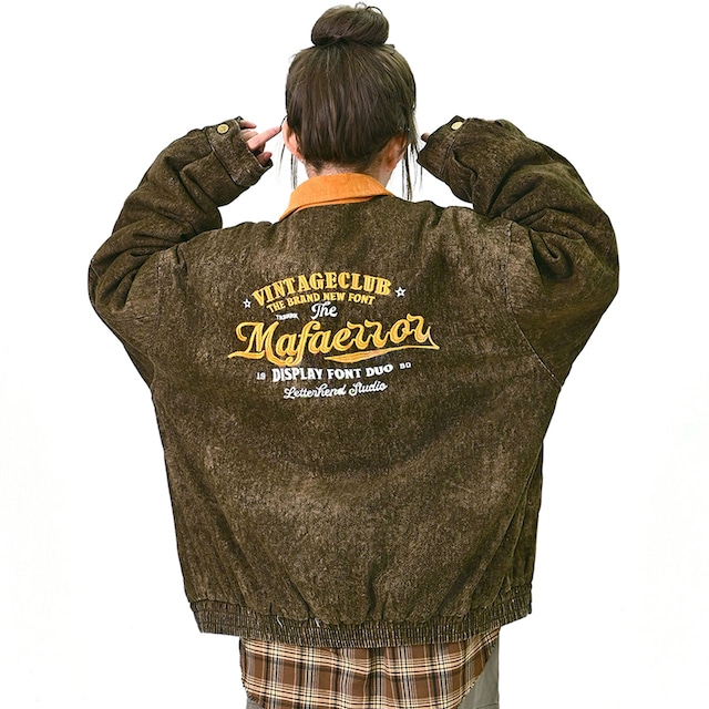 カレッジワークテイストバックロゴブルゾン 2col R01252