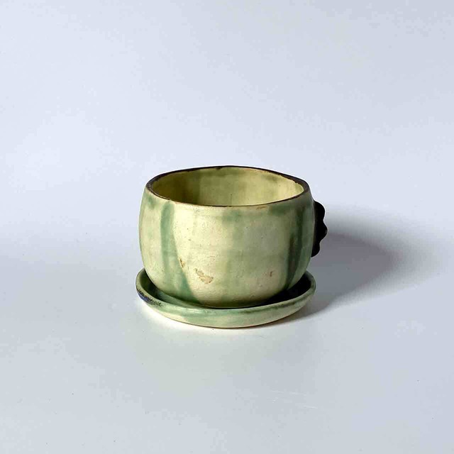 c0007 japots 第三弾元川知子の作品装飾付き小鉢皿セットカラー緑