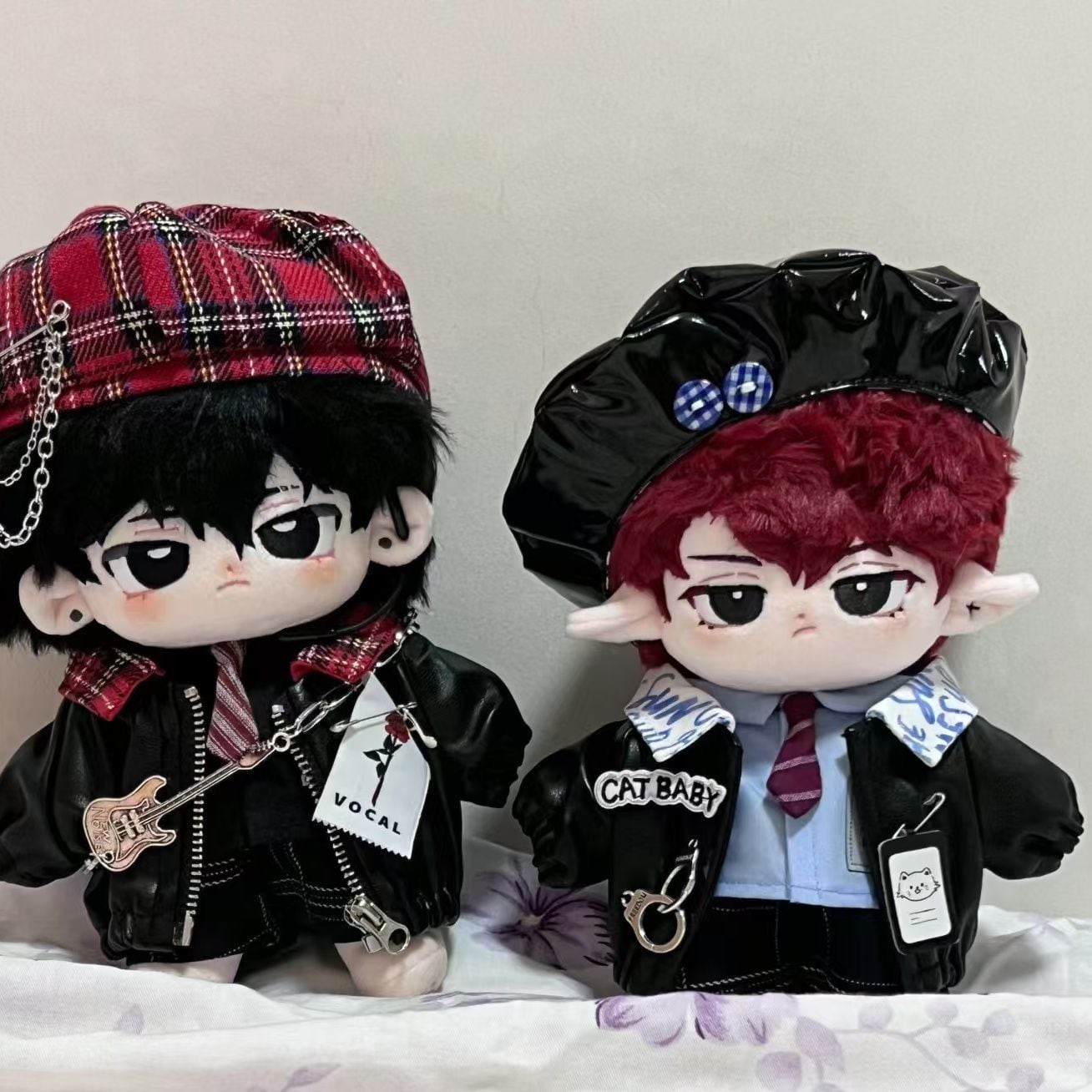 20cmぬいぐるみ用 ロックジャケット+シャツ+パンツ+ネクタイ+帽子+