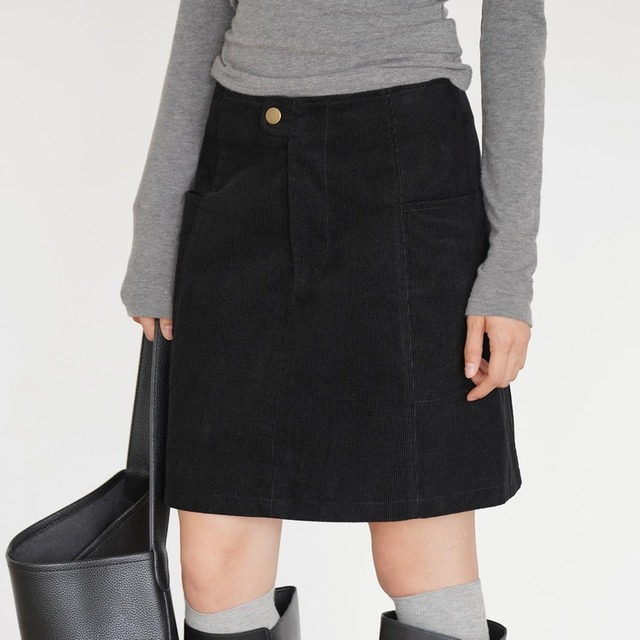 Side pocket corduroy mini skirt 2 colors　V2668