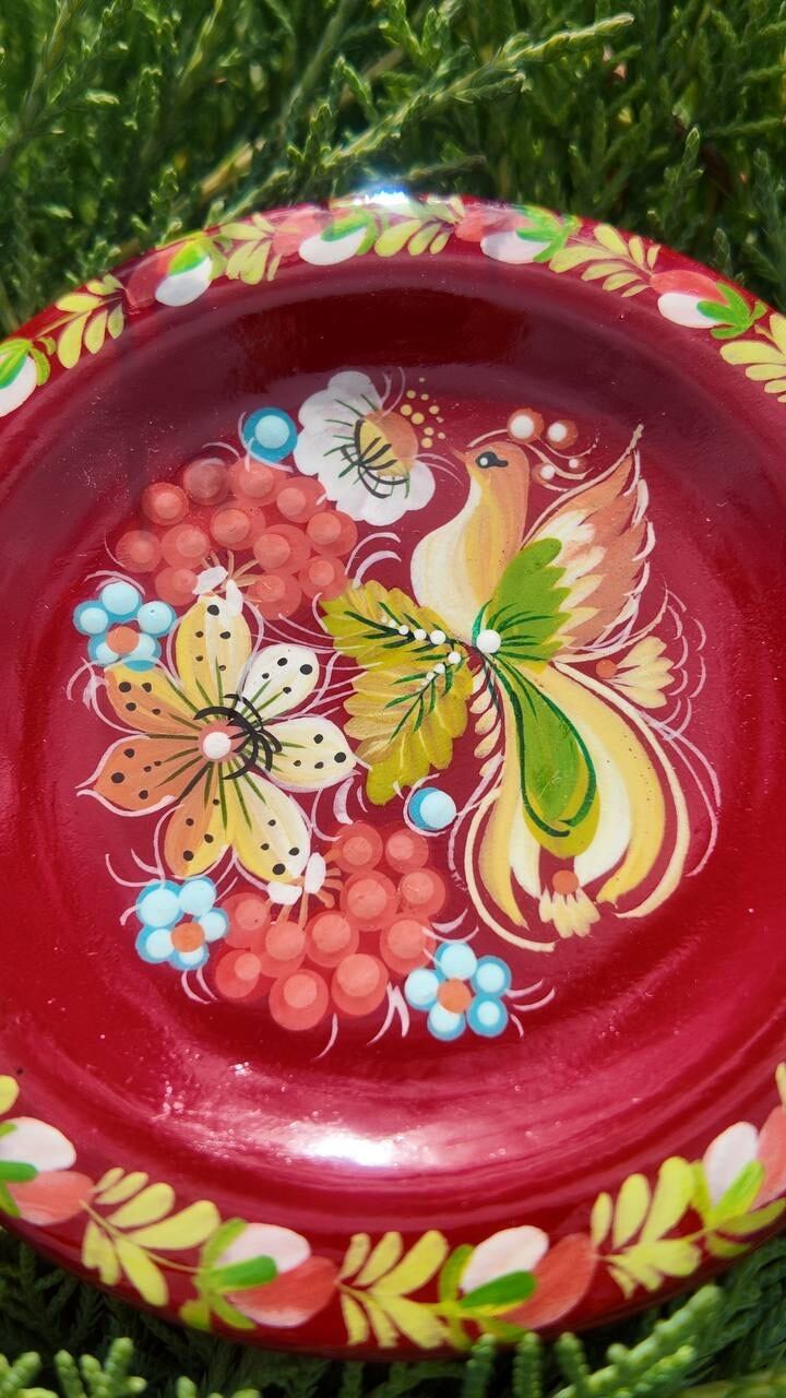 ペトリキウカ塗りのプレート（ヴァレンティナ・ホロべッツ）25cm