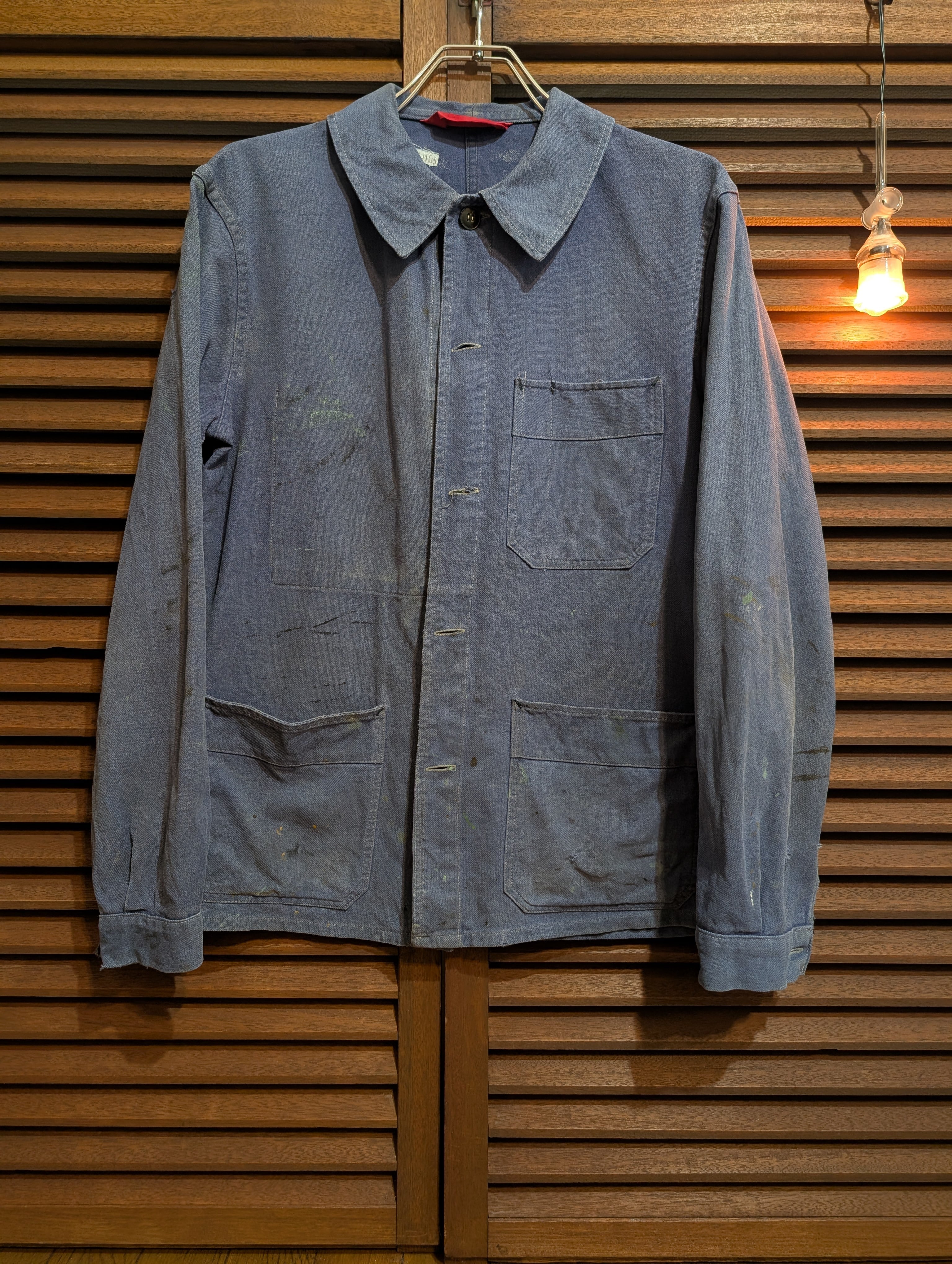 60s France Comoditex Cotton Twill Work Jacket Hard Faded