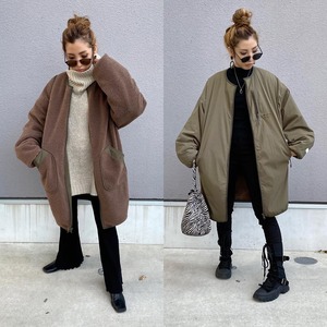 2way多機能ソフトリバーシブルボアouterlong／khaki