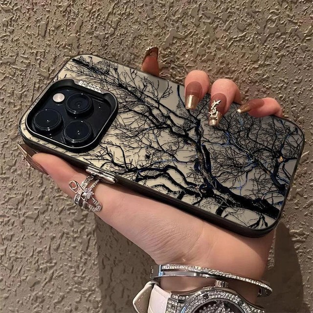 【BOBOBOシリーズ】★携帯ケース★ 2color アイホンケース チャイナ風 スケッチ風 枯れ木 iPhone17 iPhone16 iPhone15 iPhone14 iPhone13