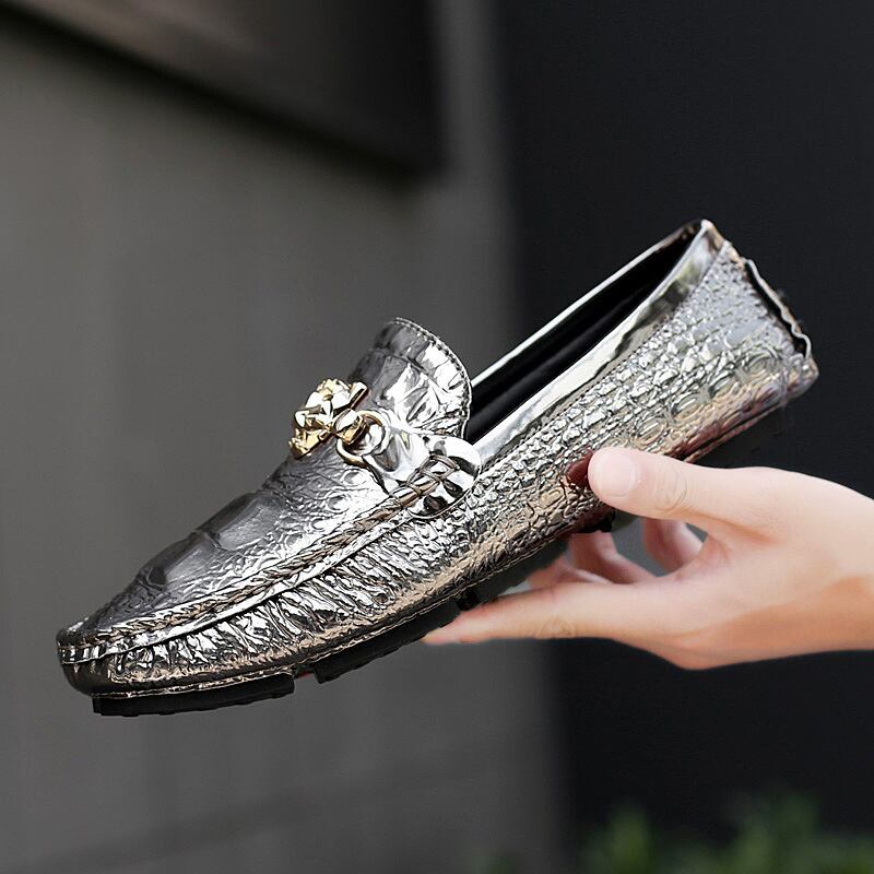 【新作】【送料無料】 靴メンズスニーカーローファーレザーモカシンクロコダイルスタイルフットウェアスリップオンフラットドライビング男性シューズZapatosDe Hombre スリッポン 10b522566587801