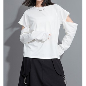 スイッチスリーブ2WAYカットアウトTシャツ　D0203