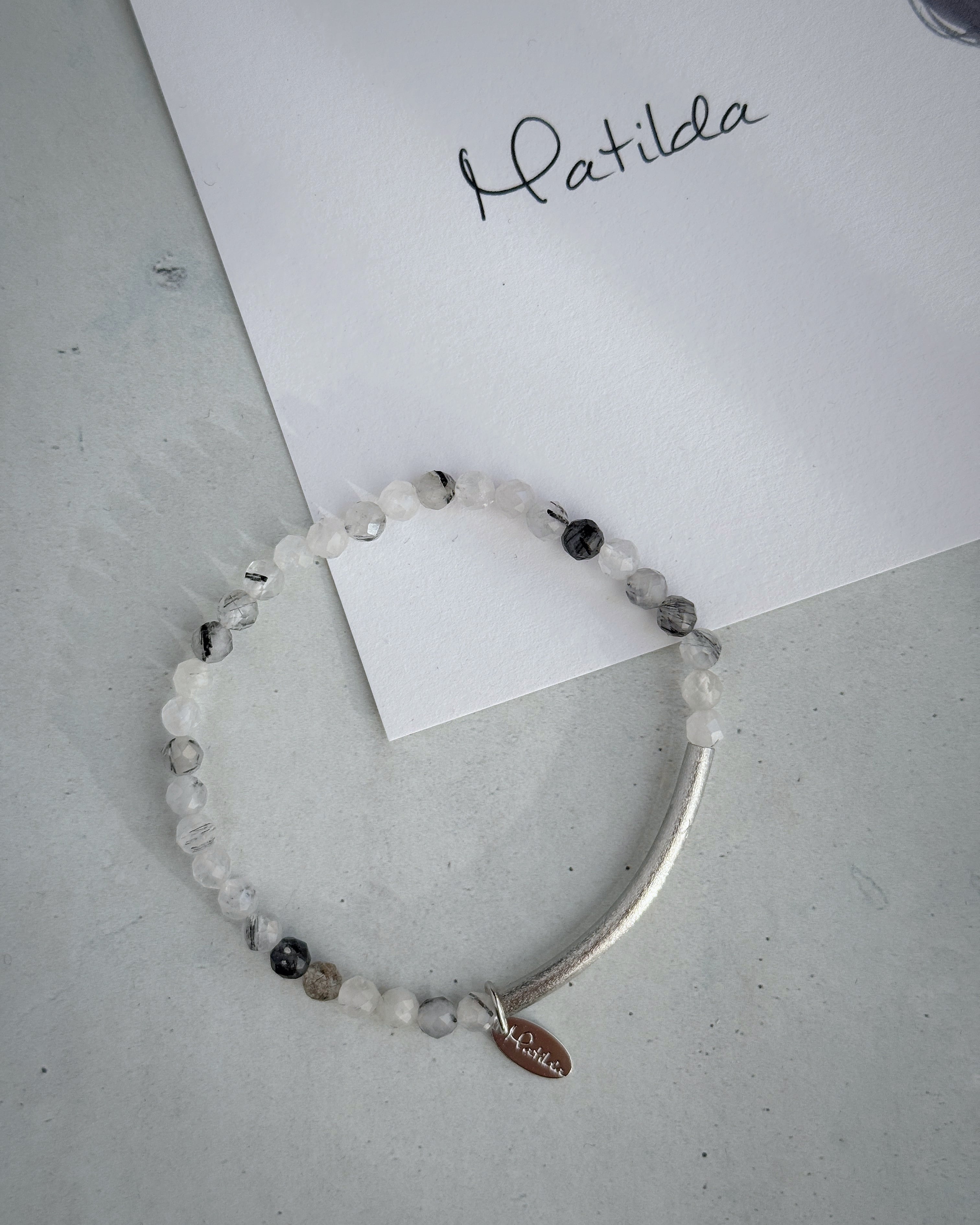 【再販】Tube & stone bracelet(ブラックルチルクォーツ)