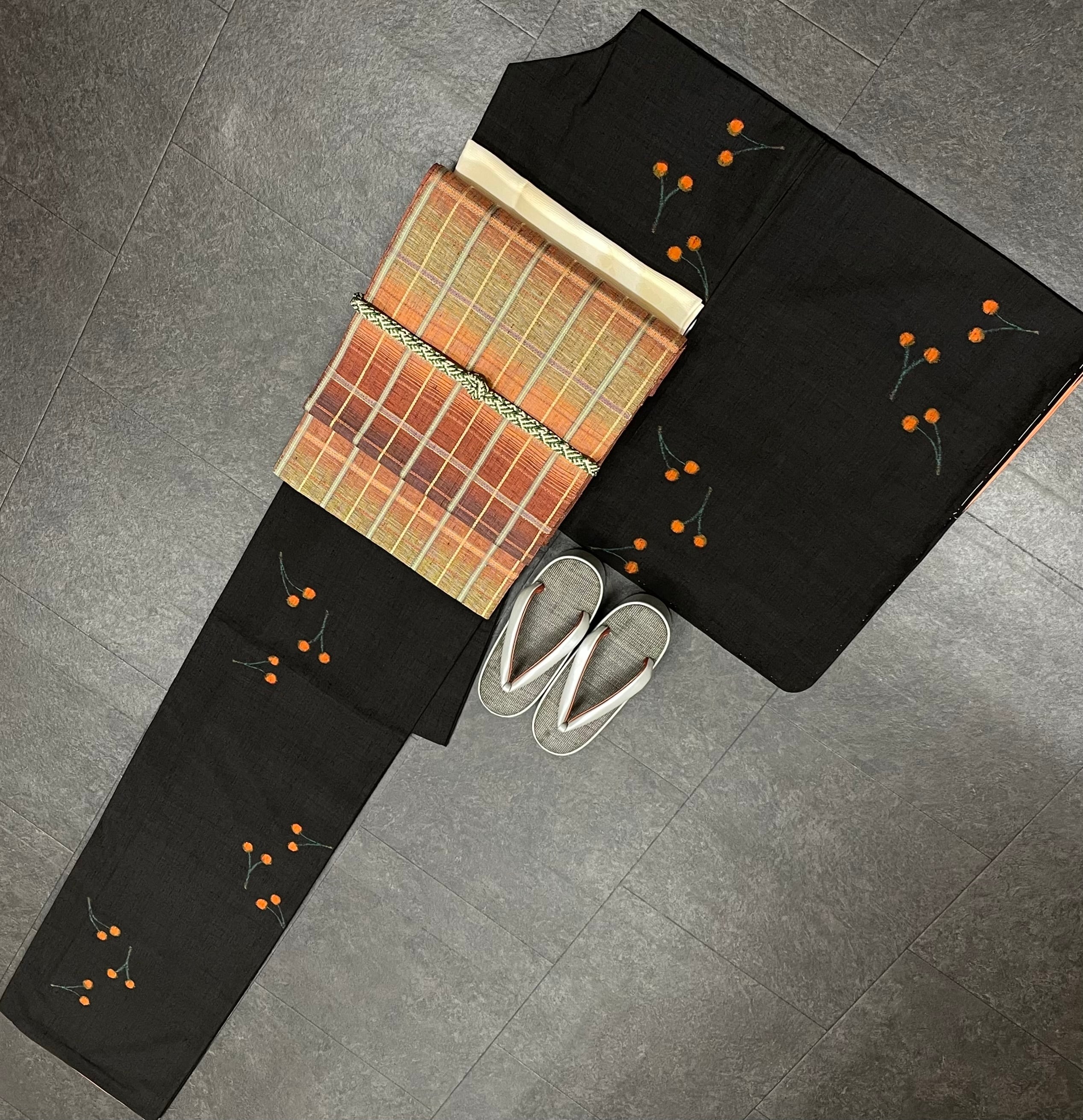 洒落帯 じゅらく 吉野格子 未使用 長さ 443cm 漢方薬染 Q2753 | 着物  