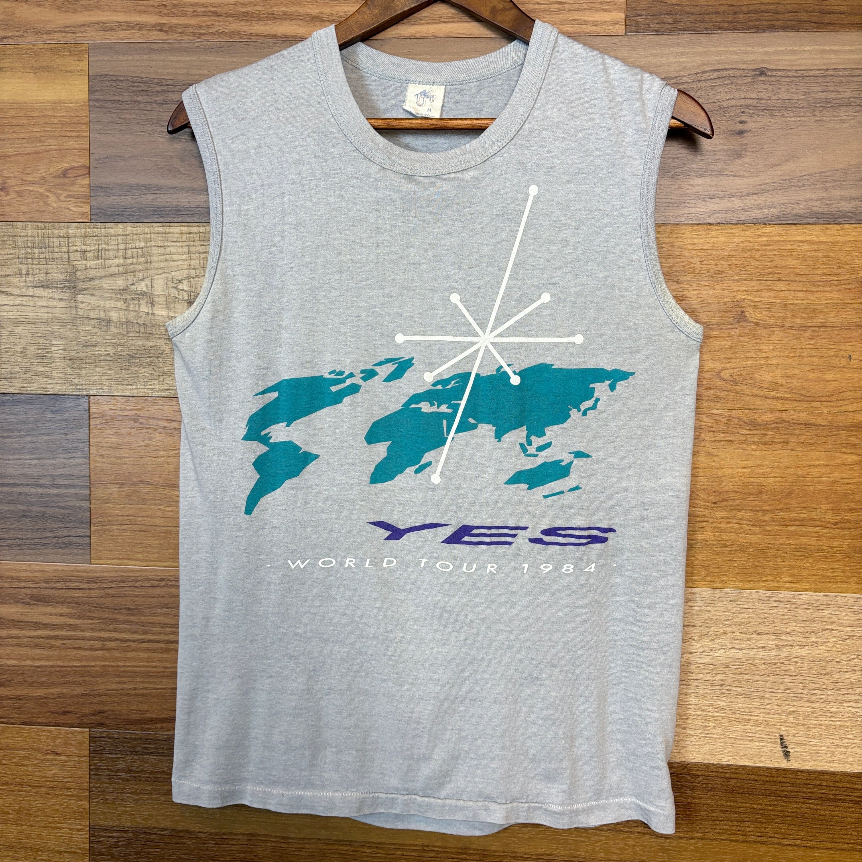 USA製 80s YES ノースリーブ バンドT ロックT Tシャツ T-sh サイズ