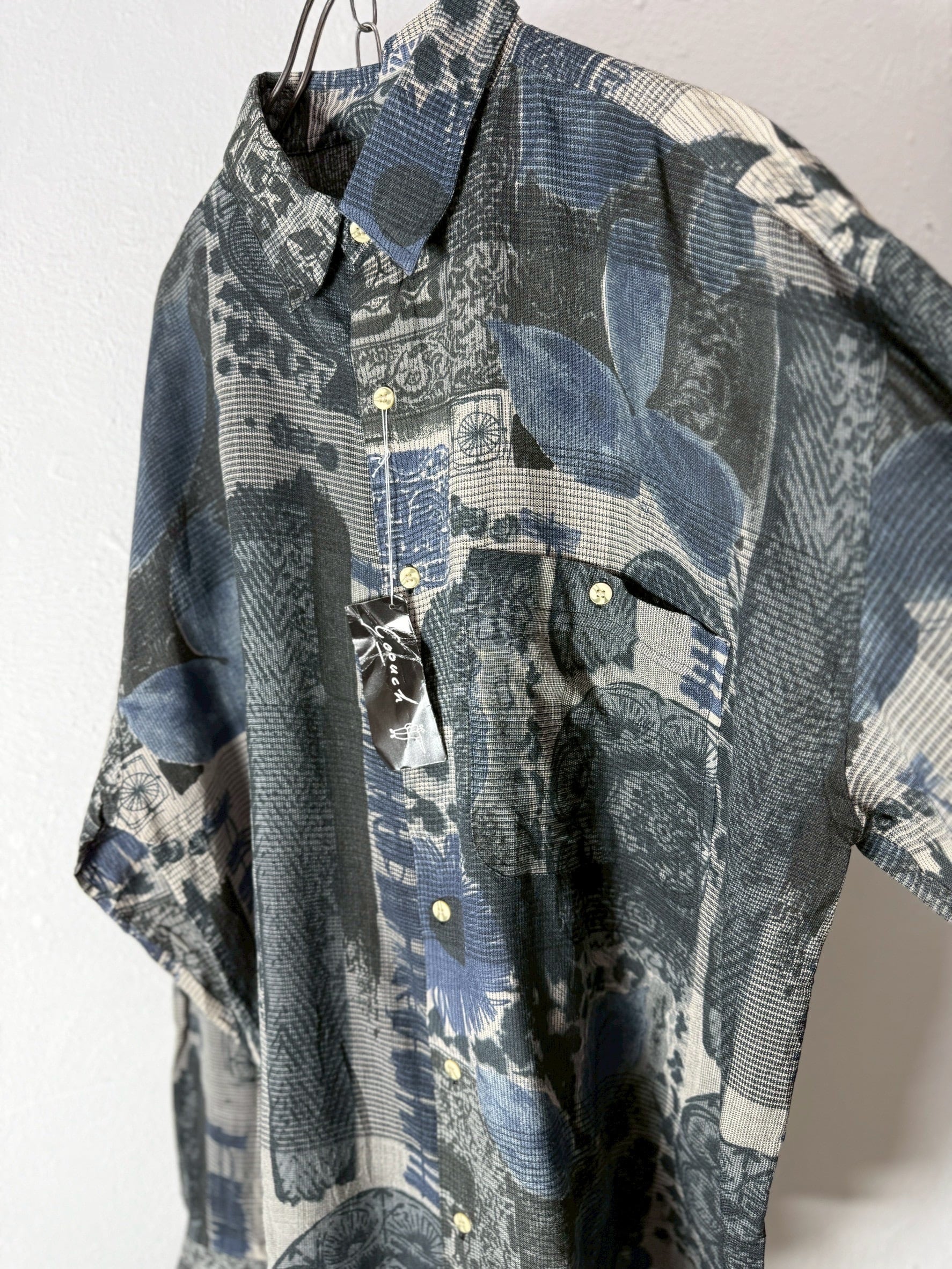90's “GOOUCH” silk/linen design shirt | SISON