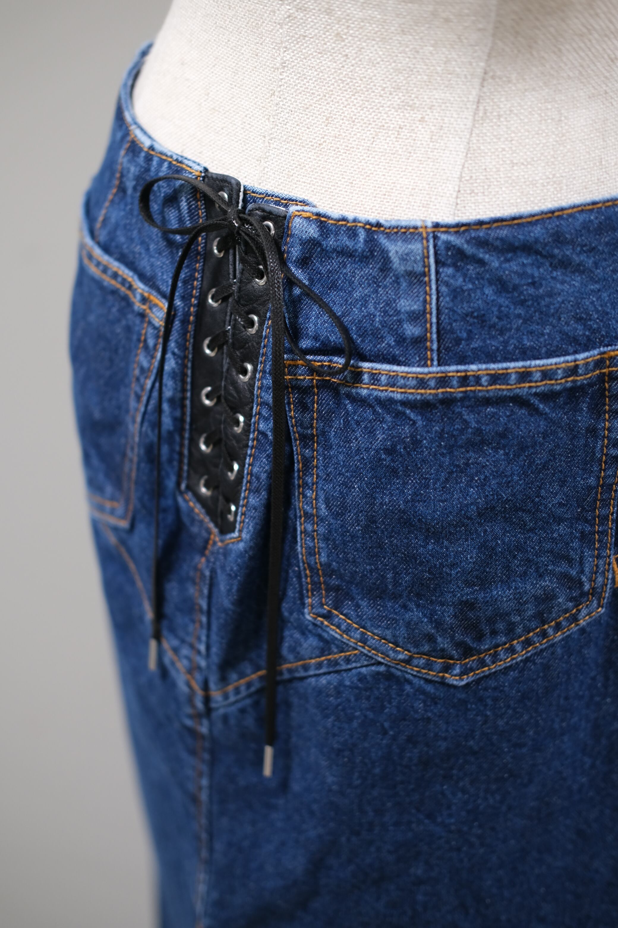 FETICO】CUT-OUT DENIM MIDI SKIRT - indigo - | loop