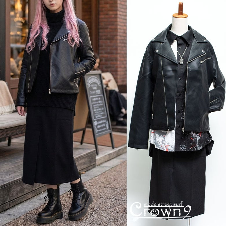 ロック モード ユニセックス PUレザーダブルライダースジャケット