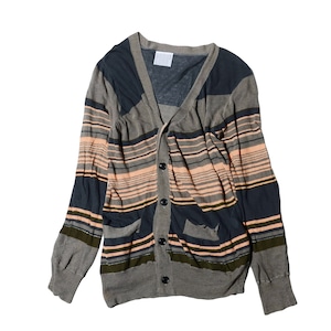 kolor      asym  cotton knit   border  cardigan