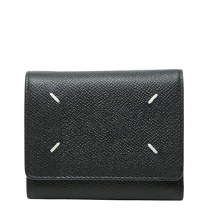 マルタンマルジェラ 4ステッチ 三つ折り財布 ブラック レザー レディース MARTIN MARGIELA 【中古】