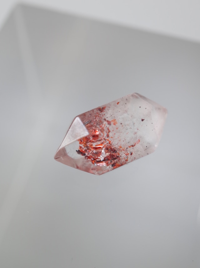 Lepidocrocite in Quartz Crystal - 003