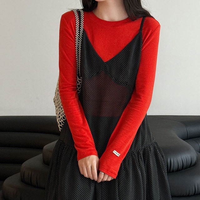dot camisole one-piece　J00465