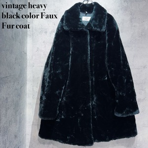 vintage heavy black color Faux Fur coat