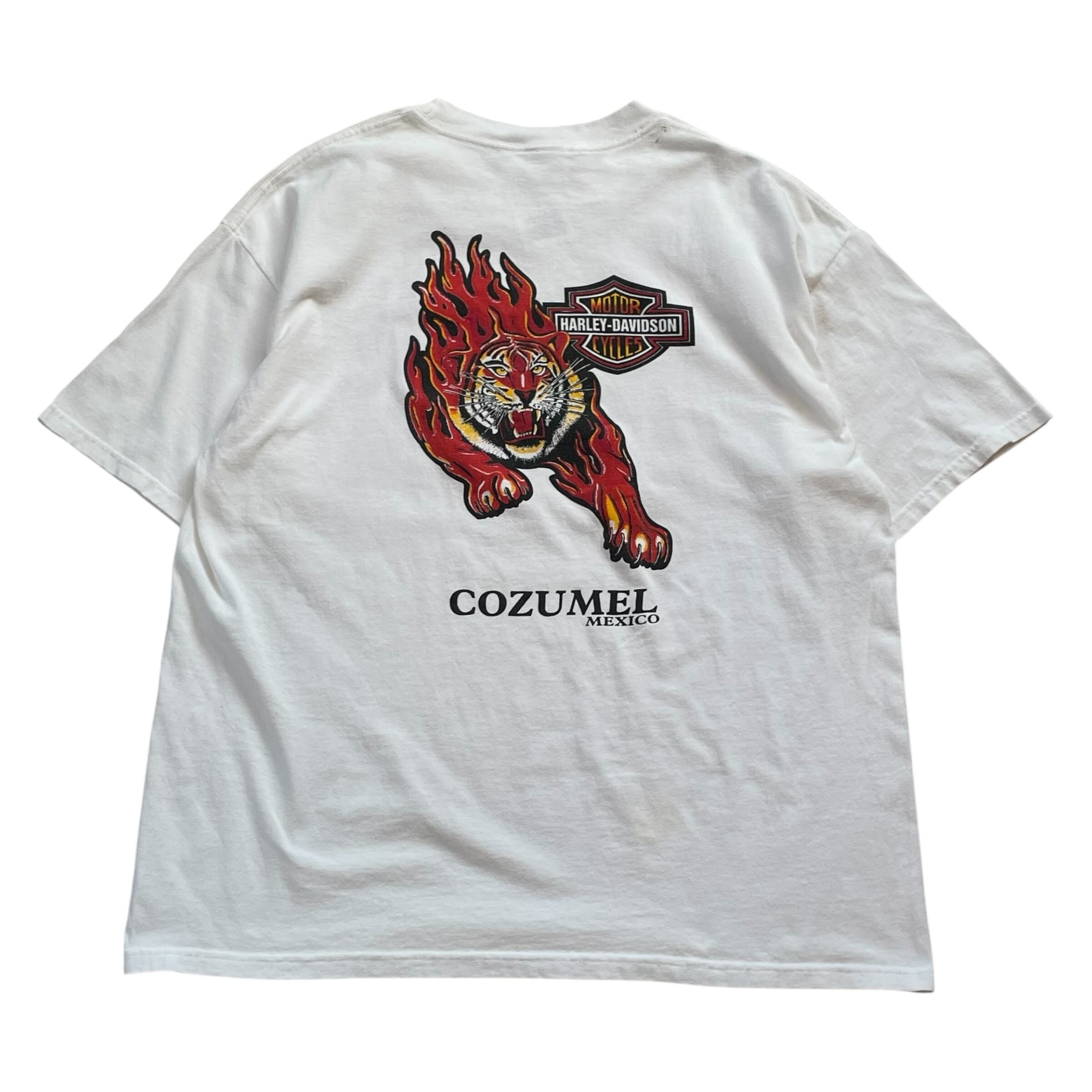 90s〜 Harley-Davidson Bootleg "Fire × Tiger" T-shirt