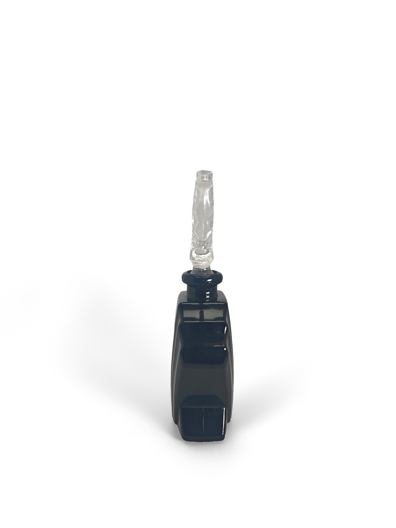 ヴィンテージ雑貨 アールデコ調ファン型パヒュームボトル（黒ガラス）