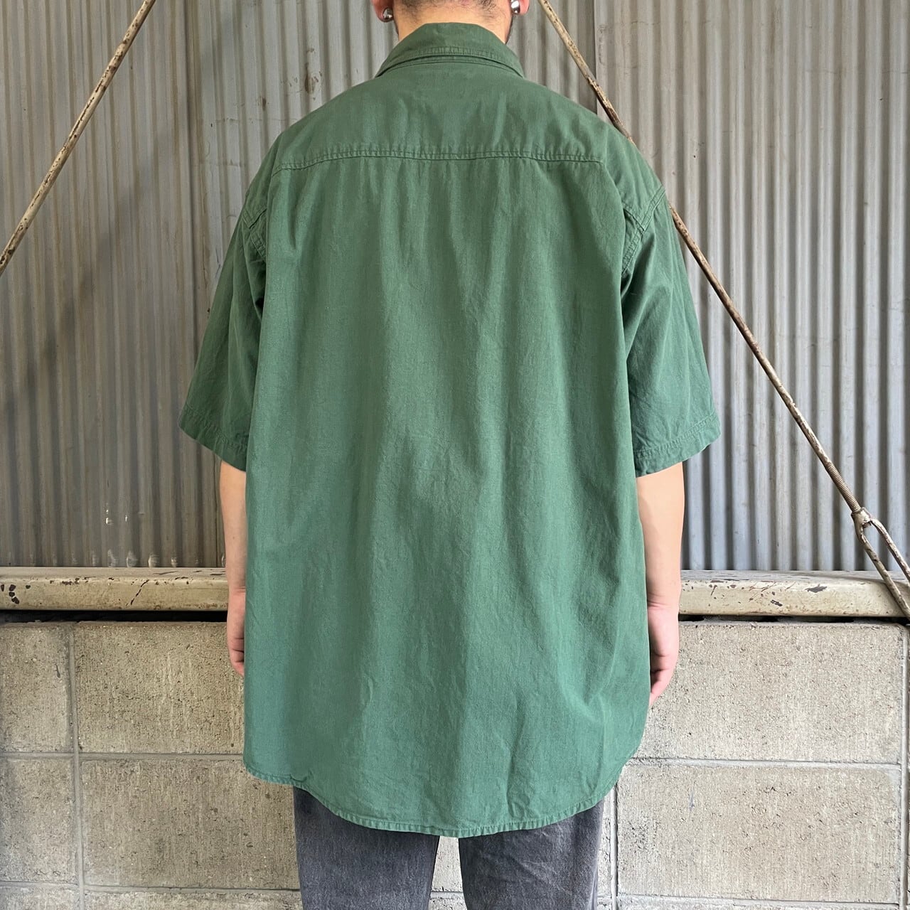 90年代〜 WOOLRICH ウールリッチ 無地 半袖 コットンシャツ メンズXL