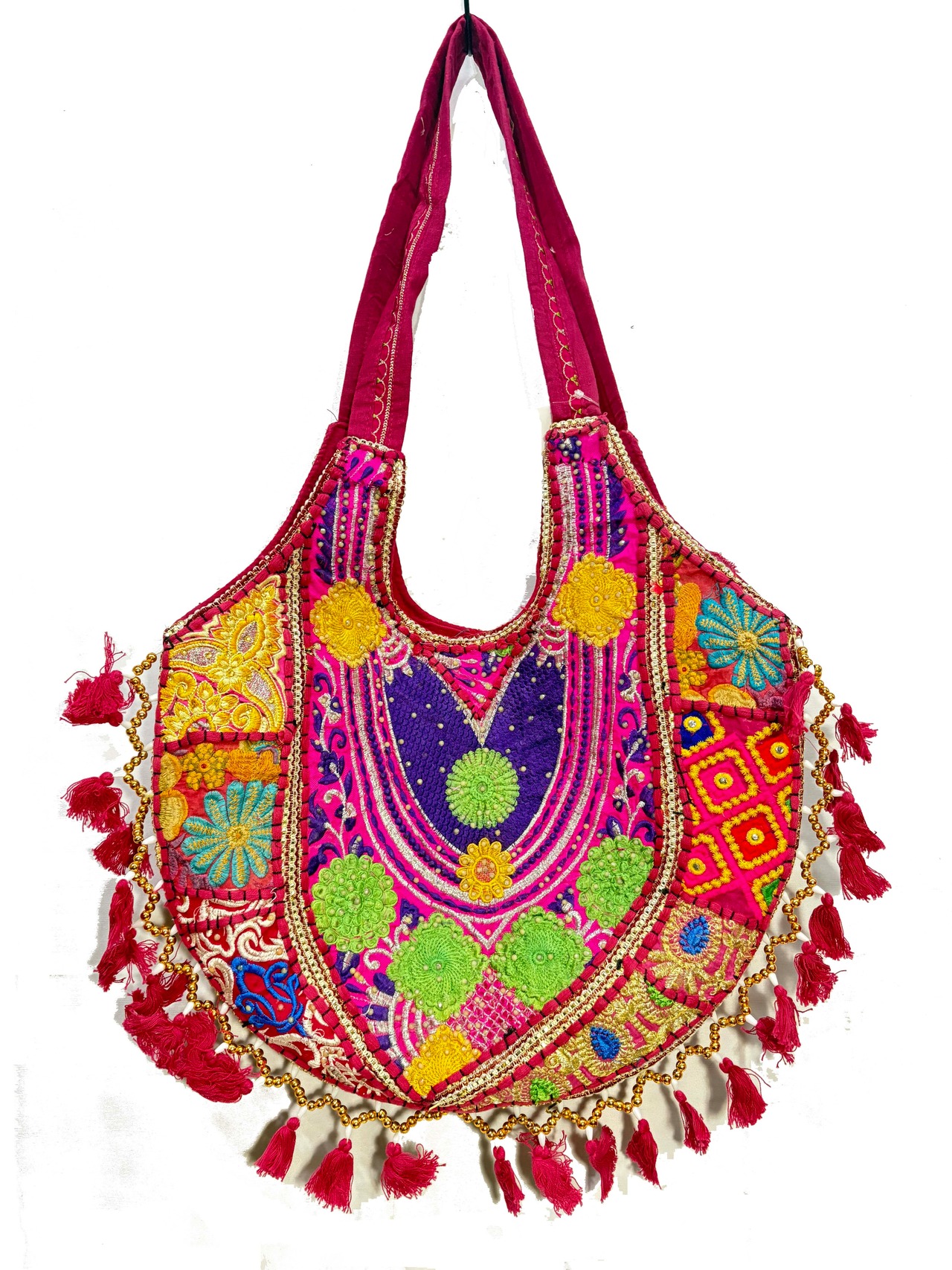 オールドサリー刺繍BAG/レッド