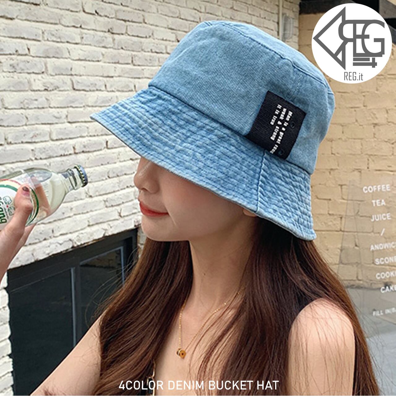 Regit 4color Denim Bucket Hat 韓国ファッション バケット ハット 帽子 カジュアル アウトドア デニム オールシーズン使える ネット通販 Ech001 Regit