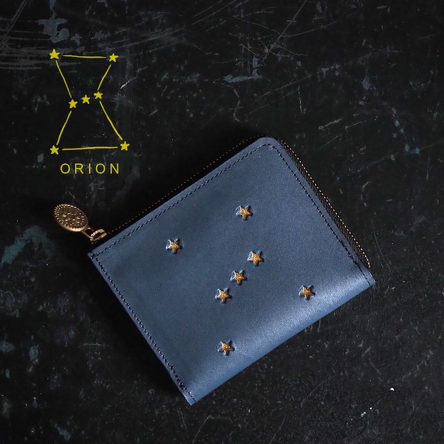 L-shaped zipper wallet (ORION night blue) star cowhide