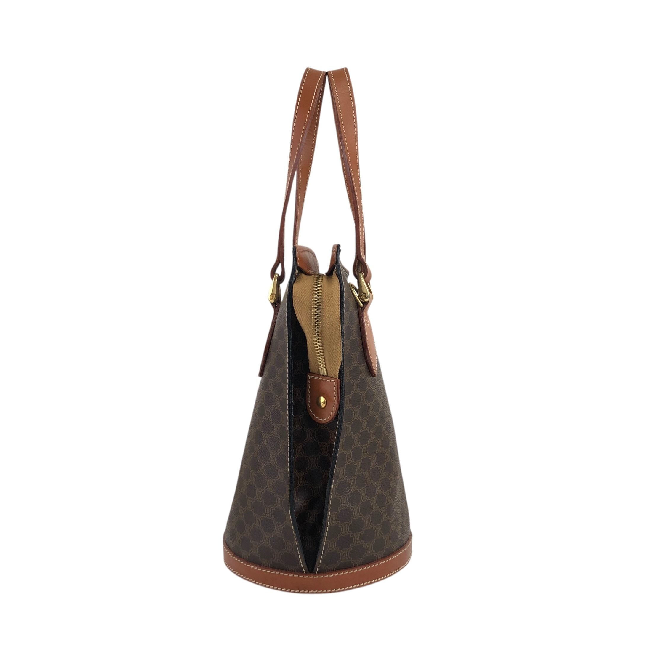 セリーヌヴィンテージハンドバッグマカダム CELINE セリーヌ マカダム ハンドバッグ ブラウン PVCレザー ミニ