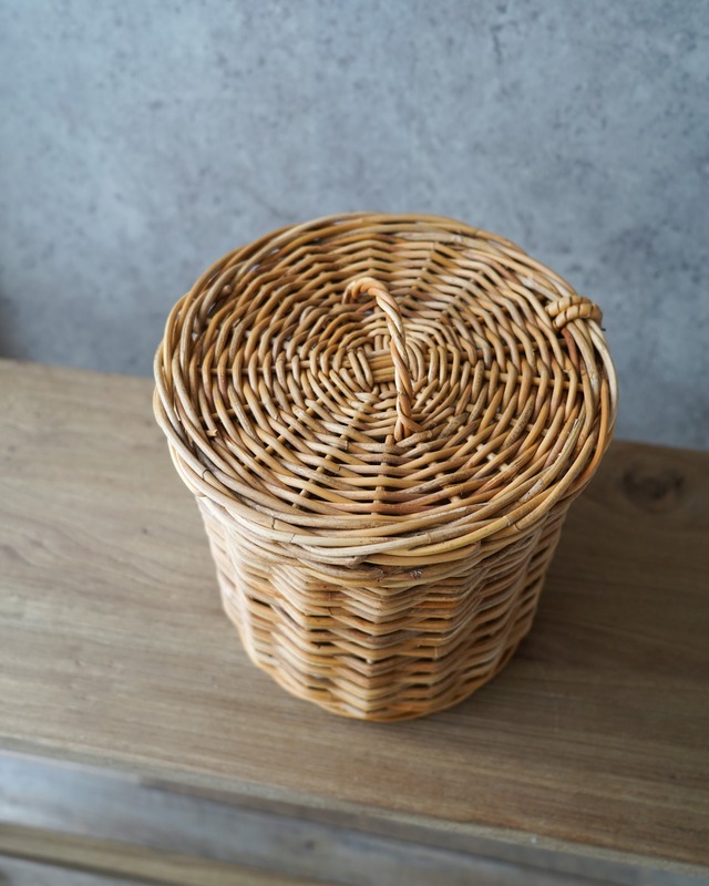 【アラログ】ふた付きラウンドバスケット M　φ25cm