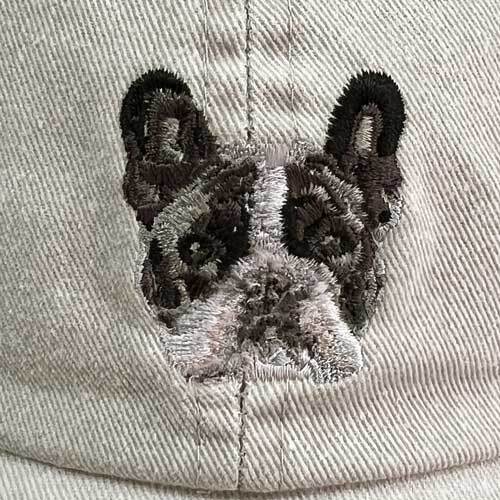 犬 アニマル フレンチブル 刺繍 ビンテージ風 キャップ 帽子 ユニ