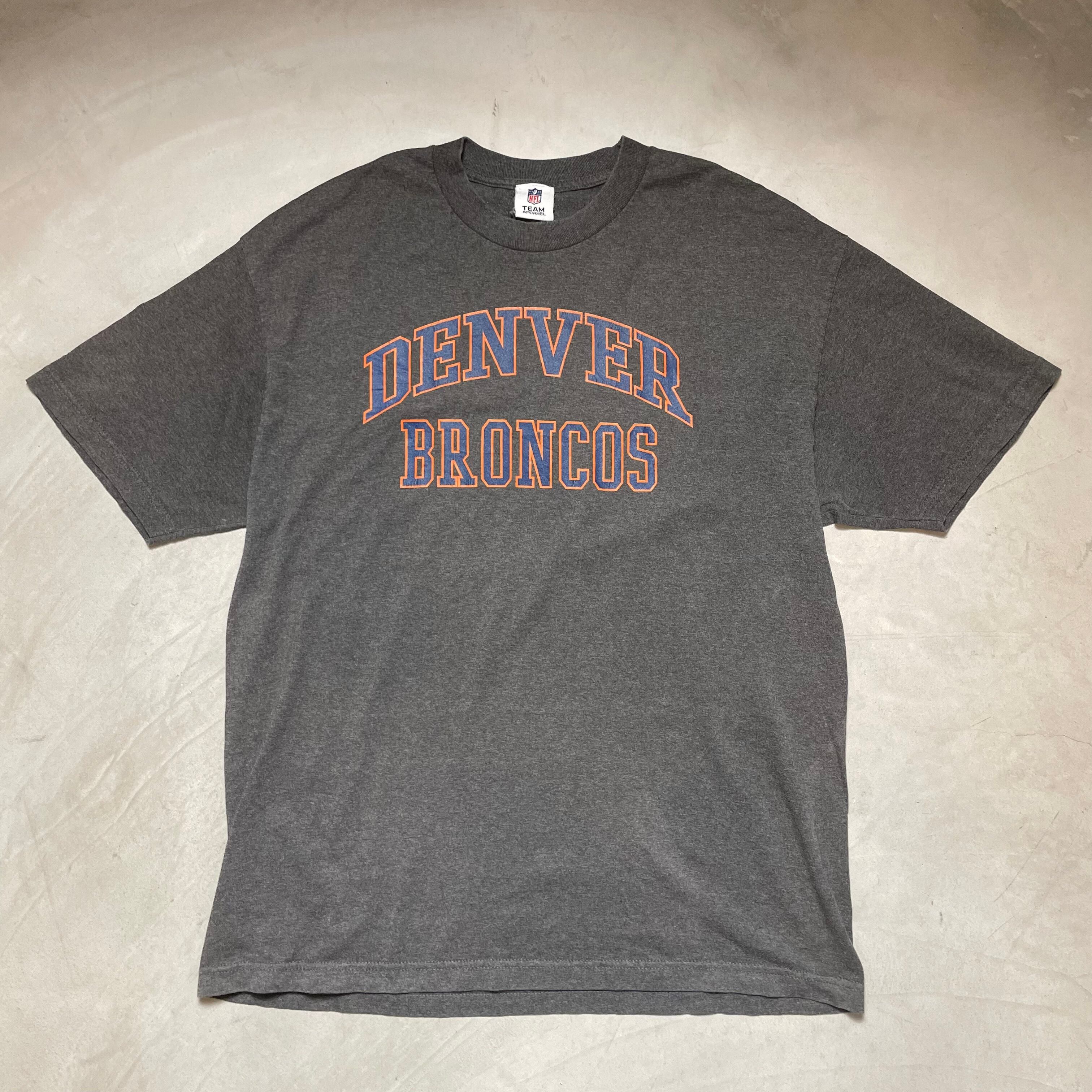 NFL Denver Broncos デンバー・ブロンコス ロゴプリントTシャツ メンズL 古着 チーム系 ブラック 黒 グレー 【Tシャツ】
