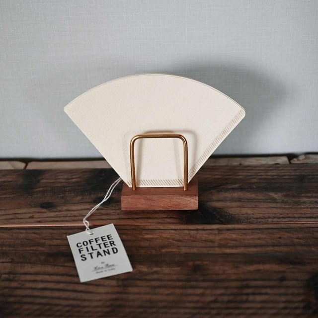 【 完売 】コーヒー フィルタースタンド Horn Please｜木製 ブラス ゴールド おしゃれ カフェインテリア 雑貨屋