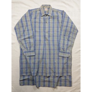 【1950s】"ELTVA" French Work Multi Check Grandpa Shirt