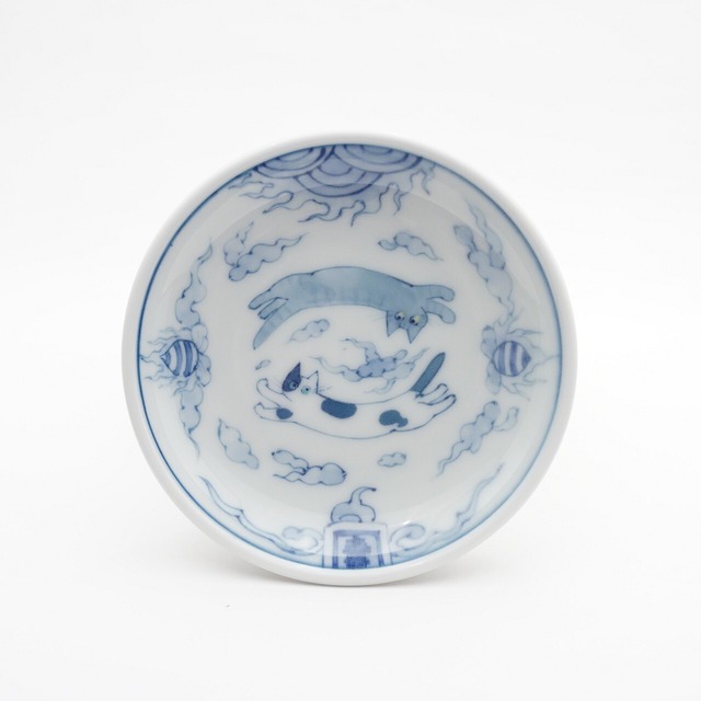 【二月窯】ねこ双紋皿B