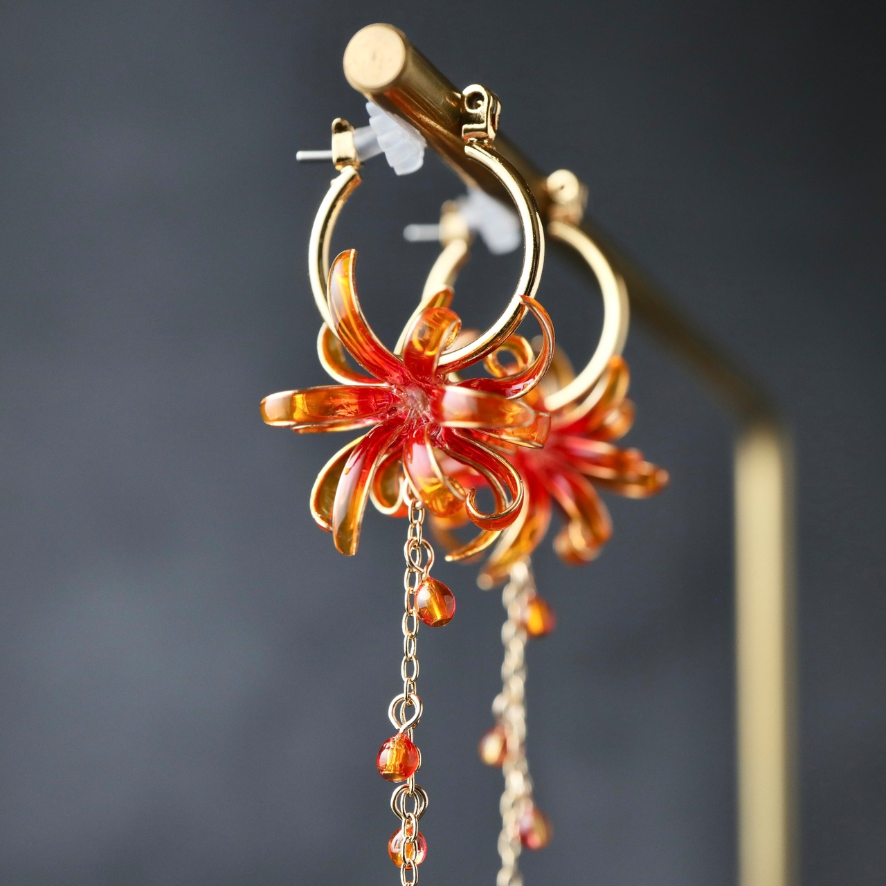 打ち上げ花火 －Spider lily－ | Japanese Fireworks & Red Spider Lily Earrings