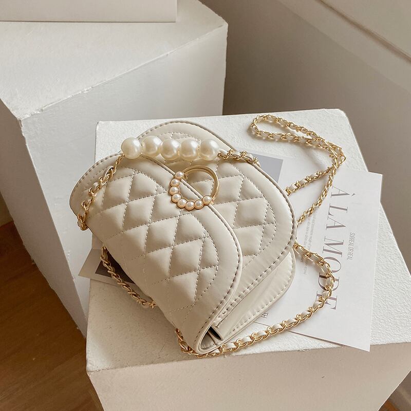 ホワイトレッドパールチェーン 真珠 サドルバッグ シートバッグ Tiancai_Wing_Bag78275253508