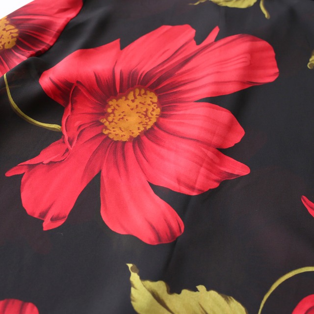 big flower pattern see-through mode shirt