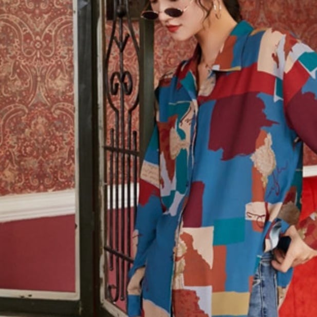 フラワーレトロシャツ【G1652】