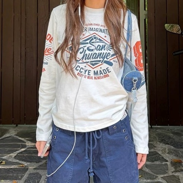 カレッジライクロゴグラフィックロングTシャツ 2col R02720