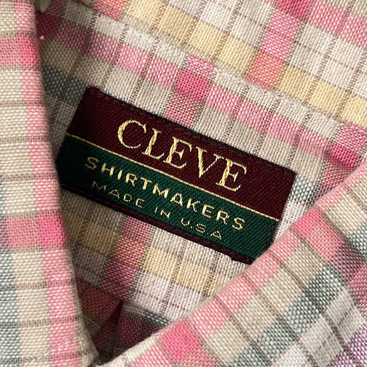 90s USA製 CLEVE SHIRTMAKERS クリーブ チェック BD ボタンダウン 半袖シャツ M/マルチ メンズ ビンテージ