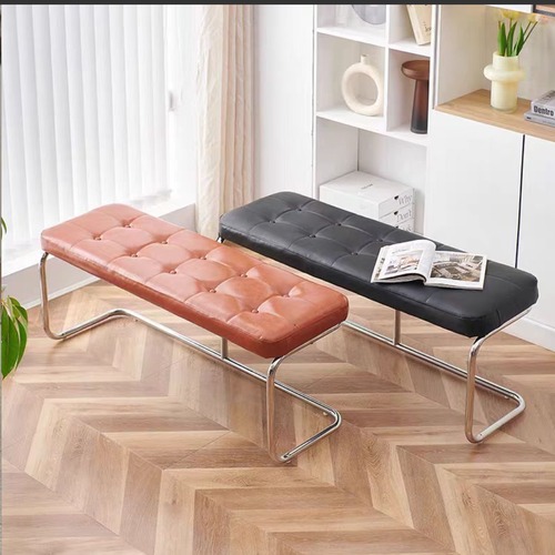 カンチレバー ベンチ レザー調 ボタンタフト ダイニングベンチ モダン ミッドセンチュリー インテリア おしゃれ 長椅子 2人掛け 金属フレーム スタイリッシュ 北欧風 カフェ風